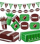 178pcs Football Party Supplies Kit Tableware, Includes Large Football Paper Plates, Napkins, Cups...
