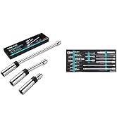 DURATECH 3PC Magnetic Swivel Spark Plug Socket Set, 22-Piece Drive Tool Accessory Set, Includes S...