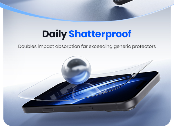 Daily shatterproof glass with steel ball drop test showing strong impact protection feature.