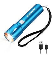 EverBrite Small EDC Rechargeable Flashlight with 3 Modes-Blue 1 Pack | Mini Zoomable LED Flashlig...
