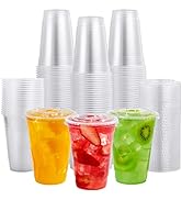 FOCUSLINE 200 PACK 16oz Clear Plastic Cups with Lids, Disposable Cold Drinking Cups, 16 Ounce Lar...