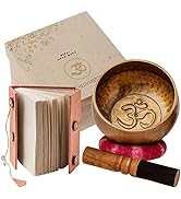 Ohm Store Tibetan Singing Bowl and Lokta Journal Set — Handcrafted Nepali Meditation Sound Bowl S...