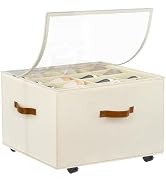 Foyego Shoe Organizer for Closet, Shoe Storage Organizer with Wheels and Adjustable Dividers, Sta...