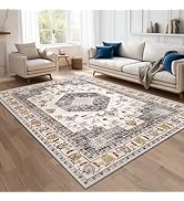 HappyTrends 4x6 Boho Area Rug Large Non Slip Washable Area Rugs Bohemian Vintage Carpet Outdoor R...