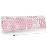 iTastatur Typewriter Keyboard 104-key Punk Gaming Retro Keyboard LED Ice Blue Backlit Cute Keyboa...