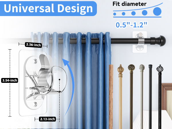 adhesive curtain rod holder