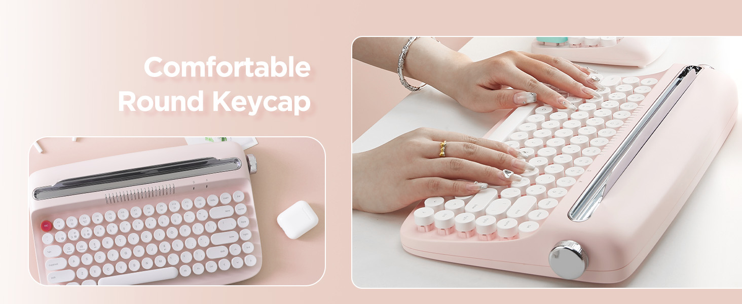 YUNZII ACTTO B303 Wireless Typewriter Keyboard, Retro Bluetooth Aesthetic Keyboard