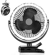 UTEBIT Camping Fan with LED Light 10-inch Big Rechargeable Battery 10000mAh Powered Outdoor Tent ...