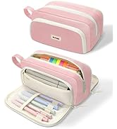 SUNEE Large Pencil Case, Big Capacity Pen Pouch with 3 Compartments, Kawaii Cute Pencil Bag with ...
