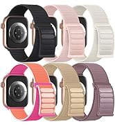 Easuny 6 Pack Sport Nylon Loop Compatible with Apple Watch Band 40mm 42mm 38mm 41mm 44mm 46mm for...