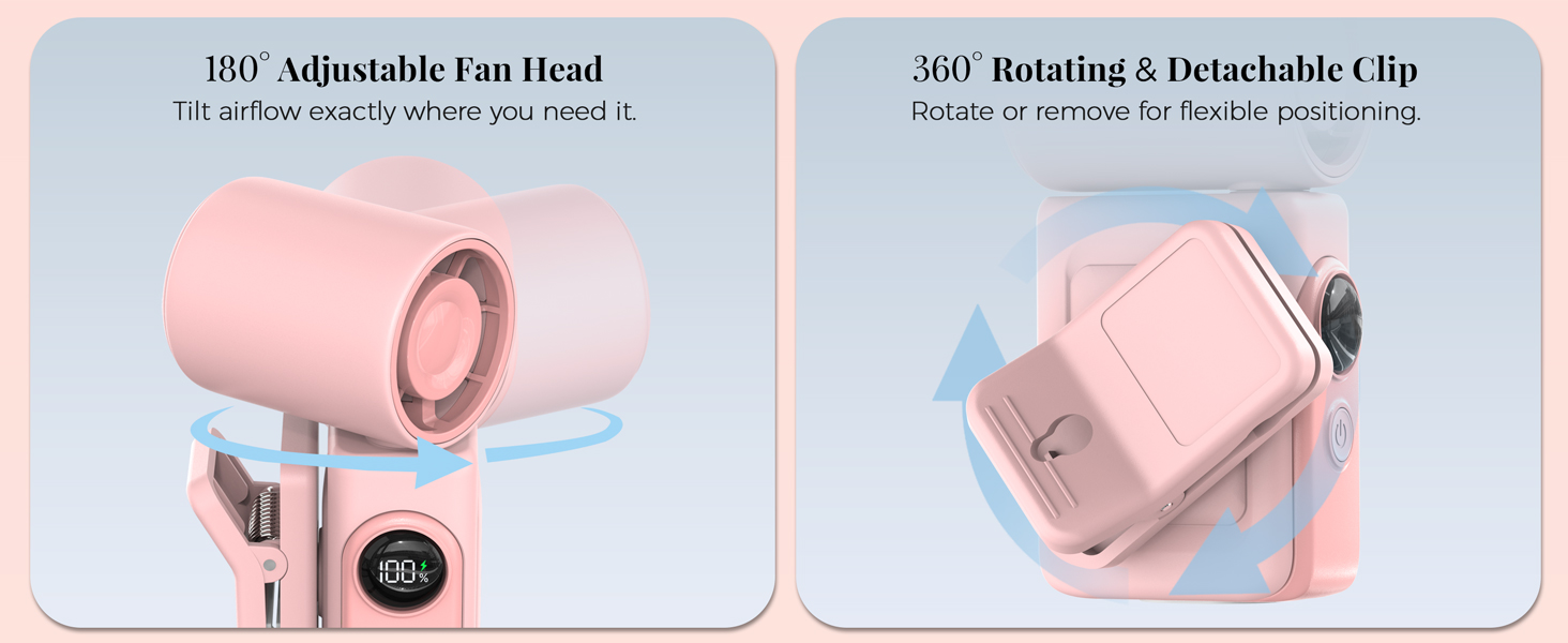 180° Adjustable Fan Head Tilt airflow exactly where you need it