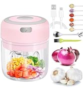 Electric Mini Garlic Chopper,250ml Portable Cordless Food Processor,Vegetable Chopper Blender Oni...