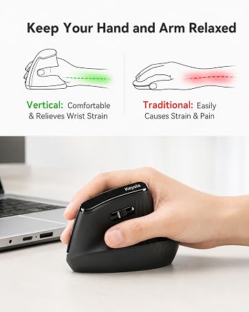 Vertical Ergonomic Mouse, Wireless Bluetooth &amp;amp;amp; 2.4G Tri-Mode Mouse for Laptop