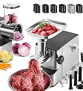 Huanyu Electric Meat Grinder Heavy Duty Veggie Shredder and Ice Shaver 3200W Max Power 2 Blades, ...
