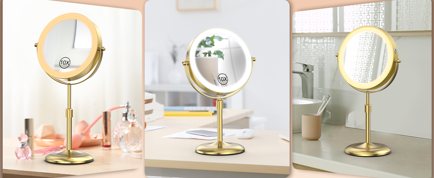 lighted makeup mirror with magnification