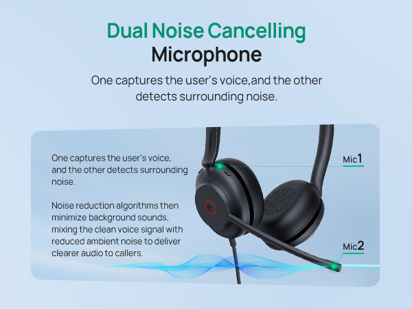 call center headset with microphone noise cancelling
