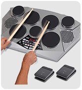 Pyle Pro Electronic Drum kit - Portable Electric Tabletop Drum Set Machine with Digital Panel, 7
