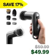 HOTO Grip Cordless Electric Spin Scrubber, IPX7 Waterproof, Lightweight at 0.65 lb with 6 Brush ...