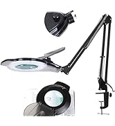 KIRKAS 10X &amp; 30X Magnifying Glass with Light and Stand, 2,200 Lumens Stepless Dimmable Real Glass...