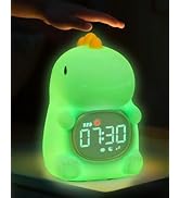 Dinosaus Alarm Clock for Kids with Night Light, Sleep Training Clock Time to Wake Clock, Recharge...