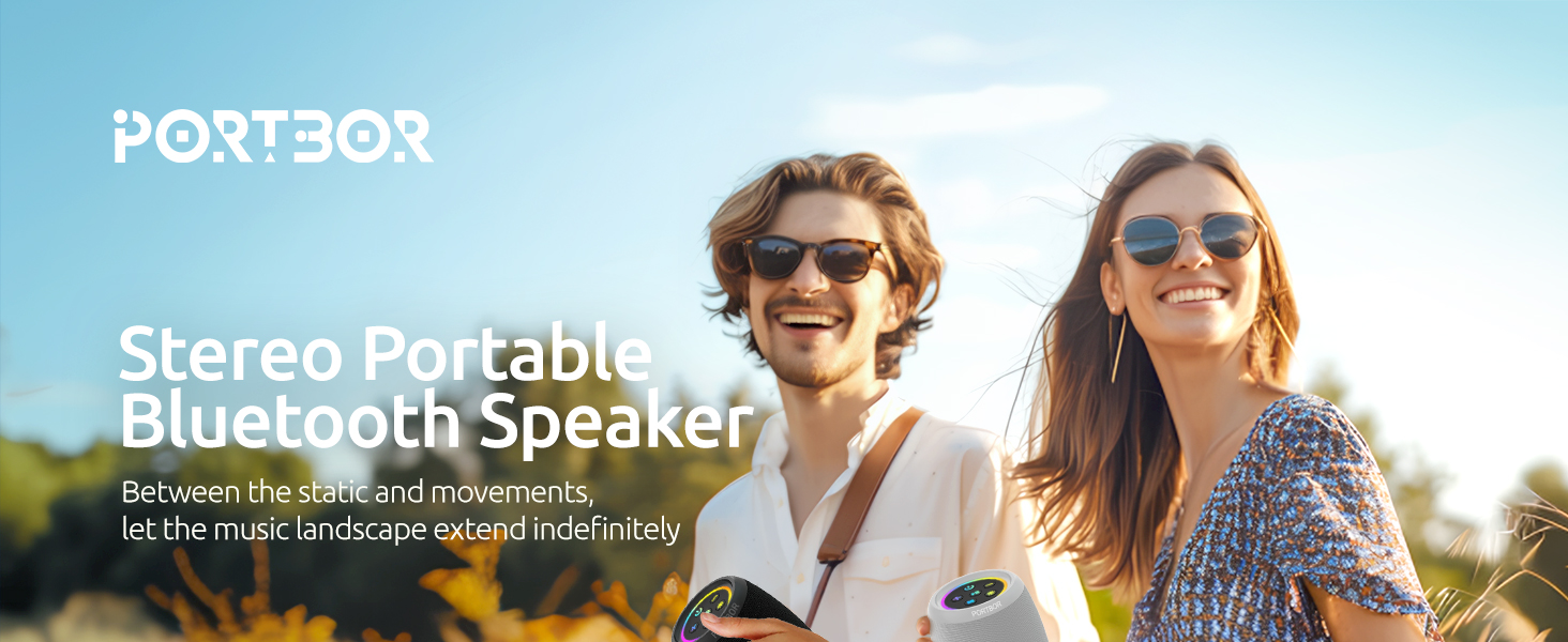 PORTBOR Wireless Portable Bluetooth Speaker with FM Radio and Lights.