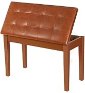 AODSK Wooden Duet Piano Bench with Padded Cushion and Storage Compartment for Music Books 29.13''...