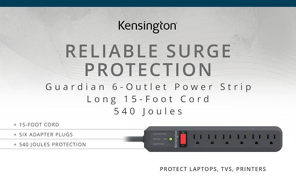 6 outlet power strip long 15-foot cord 540 joules