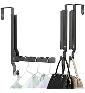 2 Pack Heavy Duty Over the Door Hooks, Compact Foldable Over the Door Hanger, Portable Compact Ov...