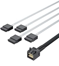 H!Fiber.com 2 Pack 12G Internal Mini SAS HD SFF-8643 to SFF-8643 Cable, 0.5m, 36 Pin, with Sideband,...