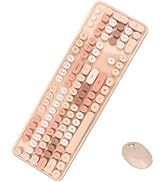 Wireless Keyboard and Mouse Combo, Mixed Color 104 Keys Retro Typewriter 2.4GHz Wireless Keyboard...