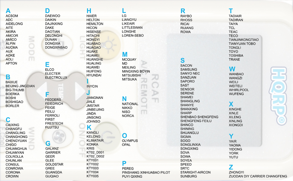 Compatible with LG Panasonic Sharp Samsung Fujitsu Gree Guangda Guqiao Haier Helton Hemilton Hicon