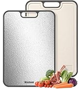 Stainless Steel Cutting Boards for Kitchen, Non Toxic Double Sided Cutting Board, 2-in-1 Wheat St...