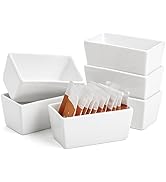 Elsjoy Set of 6 White Ceramic Sugar Packet Holders, 5 oz Porcelain Sweetener Packet Organizer, Su...