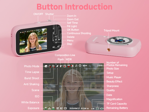 button introduction/digital camera for kids/cheap digital camera