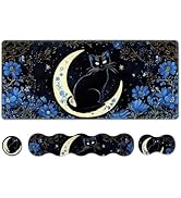AIMSA Keyboard Wrist Rest Large Mouse Pad Wrist Support, Black Cat Keyboard Pad Desk Mat Combo, E...