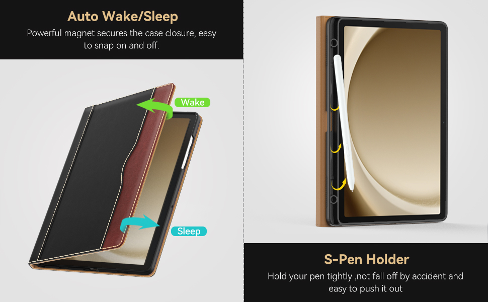 auto wake/sleep and stylus holder for tab a11+ / a9+ case