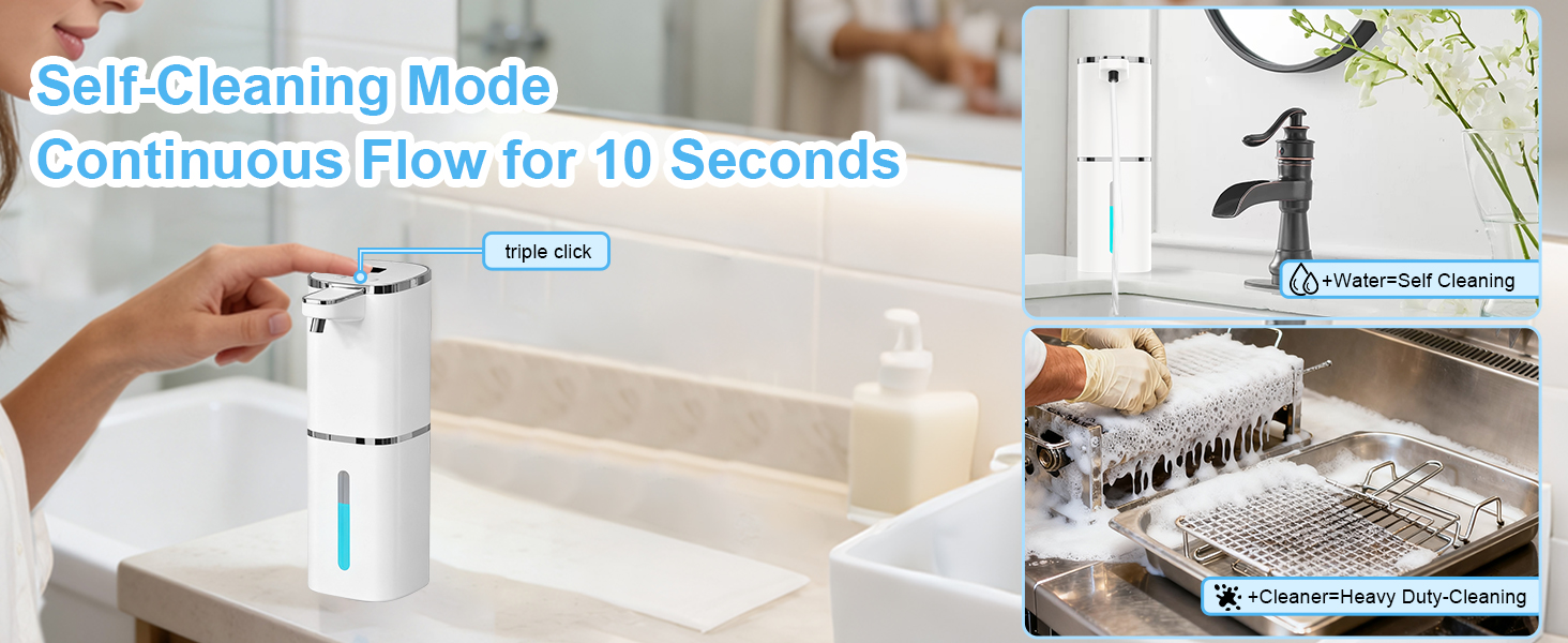 the dispenser includes a continuous flow option for 10 seconds