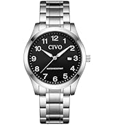 CIVO Easy Read Watches for Men: Waterproof Watch with Clear Blue Dial Silver Stainless Steel - An...