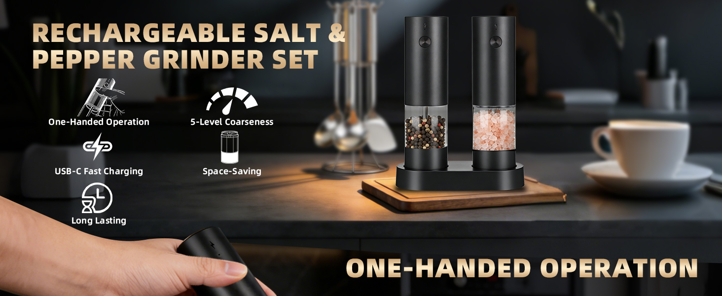 RECHARGEABLE SALT &amp;amp; PEPPER GRINDER SET