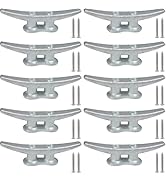 Dock Cleats 4 Inch 10 Pack, Hot Dipped Galvanized Cast Iron Boat Cleats, Boat Dock Cleats with Sc...