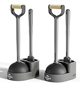 Sellemer Toilet Brush and Plunger Set, Curved Design Head Toilet Bowl Brush for Deep Cleaning, He...