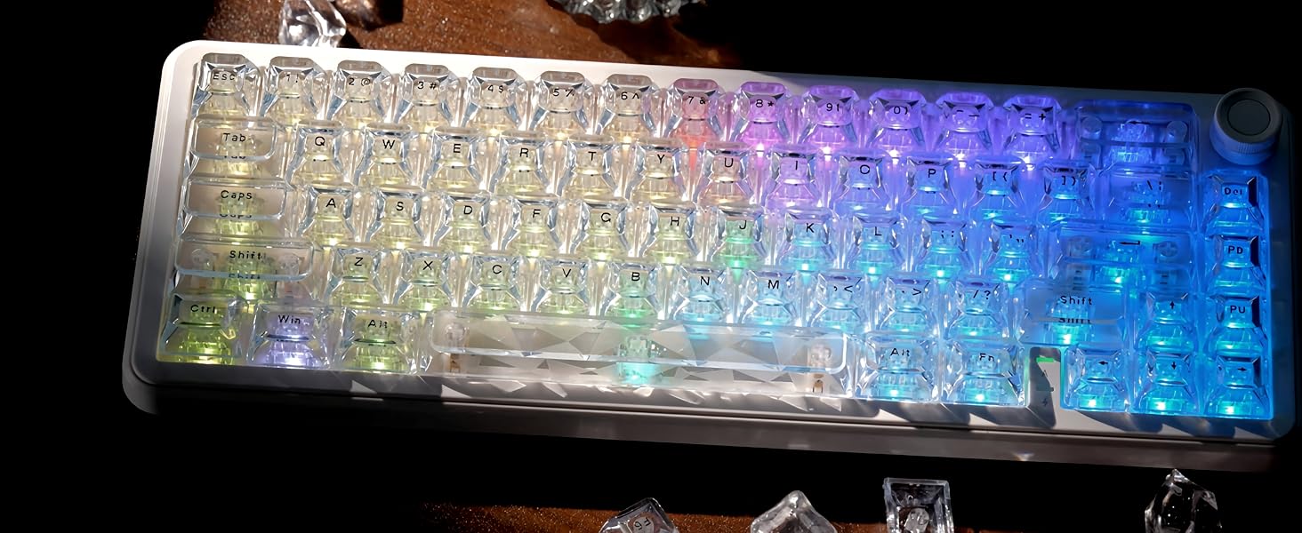 White Crystal jelly keycaps,thick pc keyboard caps