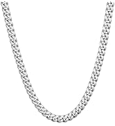 ChainsHouse Miami Cuban Link Chain Necklace for Men, 4.8mm/6mm/10mm/14mm Width, 14K Gold Plated/S...