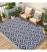 OLANLY Outdoor Rug 5x8 ft Waterproof, Outdoor Plastic Straw Rug with Geometric Pattern Clearance,...