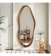 AAZZKANG Large Mirrors with Wood Framed 47"x20" Vintage Irregular Wall Mirror Full Length Asymmet...