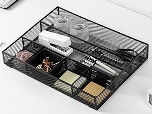 Basics metal mesh desk organizer and storage collection for desktop, drawers, walls