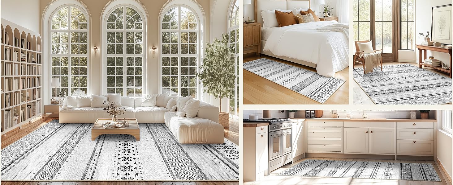 Moroccan 01 Area Rug-Grey Black
