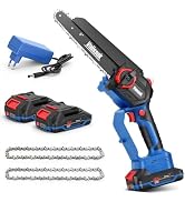 Mini Chainsaw 8 inch Cordless - Upgraded Handheld Electric Chainsaw with 2 Pack Batteries and Cha...