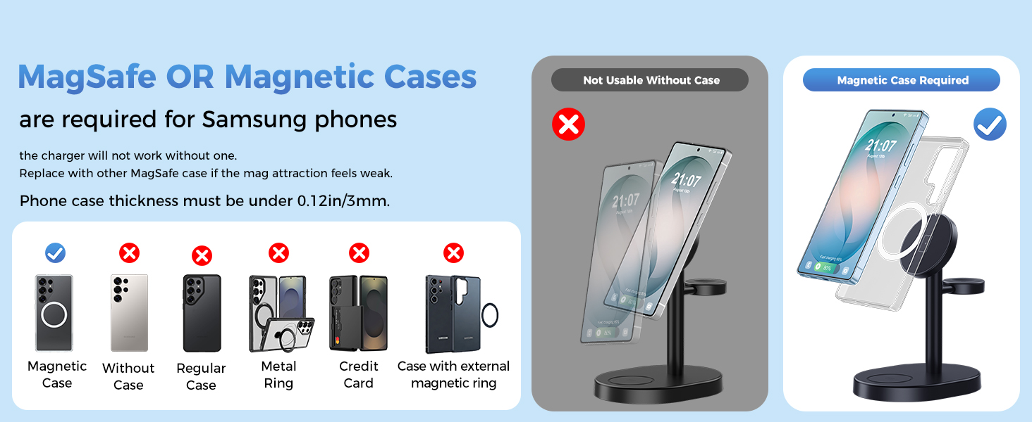3 in 1 wireless charger samsung galaxy S26 Ultra S25 S24 flip 6 fold 5 watch earbuds classic stand