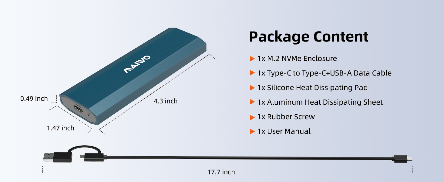 M.2 NVME to USB3.1 type-C adapter container caddy case shell housing reader dockcase holder